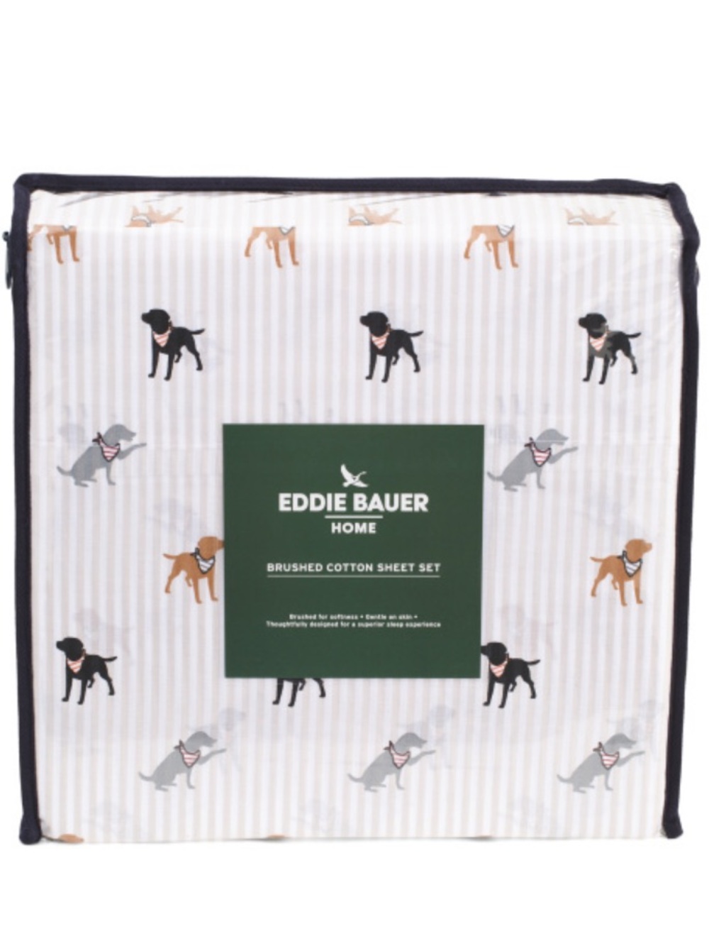 EDDIE BAUER Dog And Stripes Sheet Set, Cream